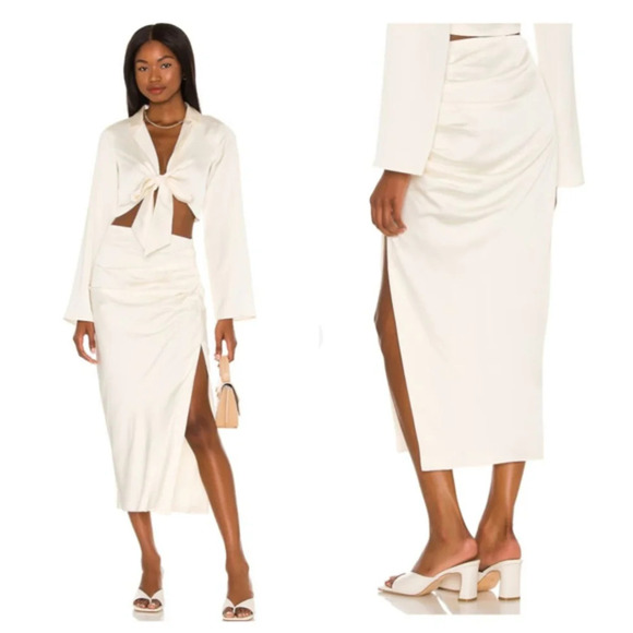 Lovers and Friends Gianne Satin Skirt S Ivory NWT